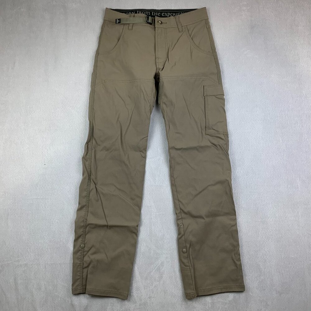Prana Mens Pants 28 Brown Taupe Cargo Stretch Zion Straight Belted Outdoor 28x30